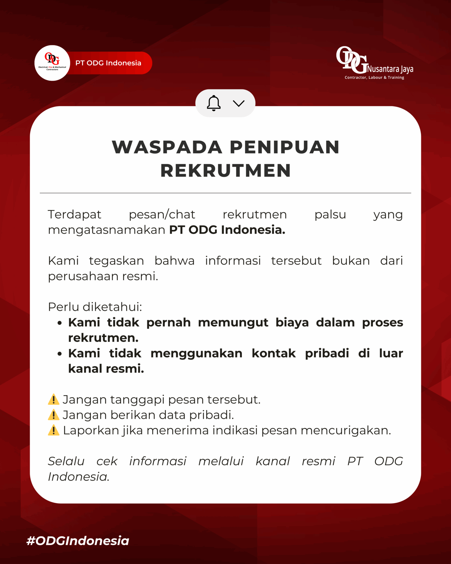 2026 DESAIN ODG - Fake recruitment notice